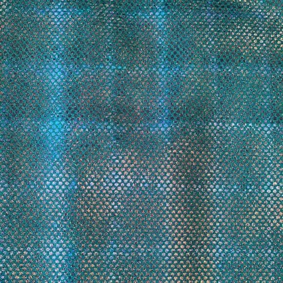 1 Yard of Spandex Fabric Turqoise and Navy Blue Plaid Print New - Picture 1 of 5